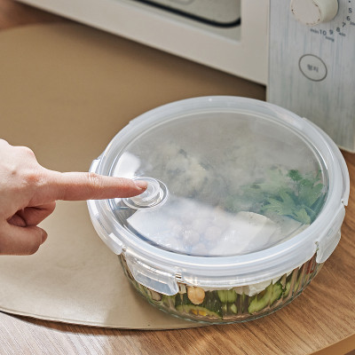 Hộp đựng thực phẩm thủy tinh Wavelock V Hình tròn -Chịu nhiệt cao, nút thoáng khí tiện lợi - Neoflam - Hàng nhập khẩu chính hãng