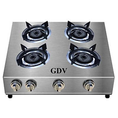 Bếp Gas Khè Công Nghiệp Vuông Inox GDV 4 Lò Đốt - Hàng Chính Hãng