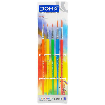 Bộ 5 Cây Cọ Vẽ Tổng Hợp Đầu Tròn - DOMS Colormate 8341