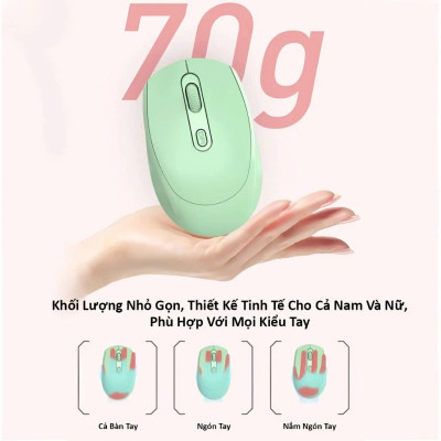 Chuột không dây wireless 2.4Ghz  sạc pin, chồng ồn, DIP1600 chuyên dùng cho máy tính, laptop, tivi MÀU ĐEN - Hàng Nhập Khẩu