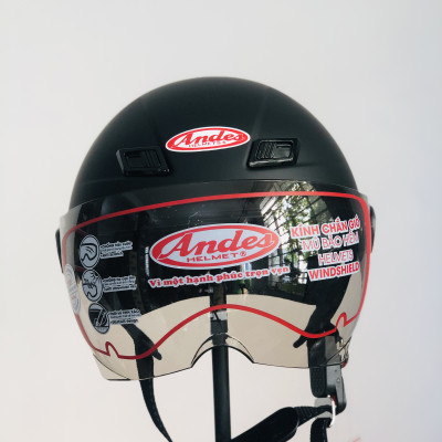 Nón bảo hiểm 1/2 ANDES 109 có kính đi xe máy cho nam và nữ chính hãng