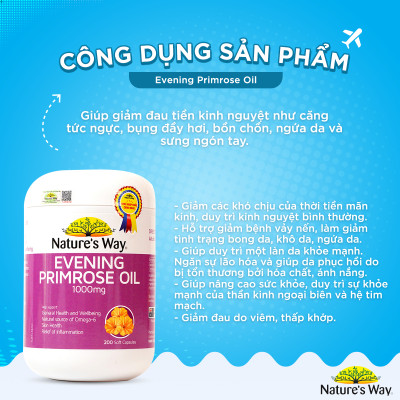 Evening primrose oil 1000mg hỗ trợ da và nội tiết