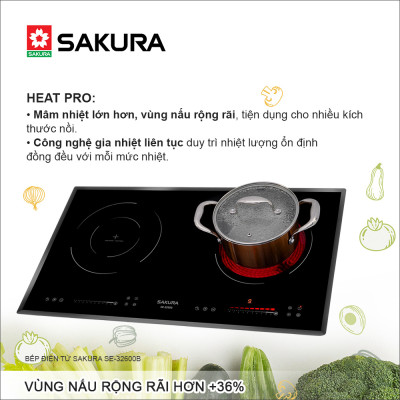 Bếp 2 Vùng Nấu Từ Và Hồng Ngoại Sakura Công Nghệ HEATTECH SE-3260B Hàng Chính Hãng