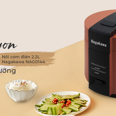 Nồi cơm điện Nagakawa NAG0143 - Dung tích 1.8L - Bảo hành 12 tháng - Hàng chính hãng