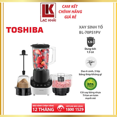Máy xay sinh tố Toshiba BL-70PS1PV 1.5 lít - Cối Tritan siêu cứng - Công suất 700W - Hàng chính hãng - Bảo hành 12 tháng, Chất lượng Nhật Bản
