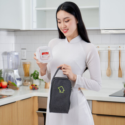 Bộ 5 hộp thủy tinh hộp đựng cơm trữ thức ăn thực phẩm trong tủ lạnh chịu nhiệt COBA