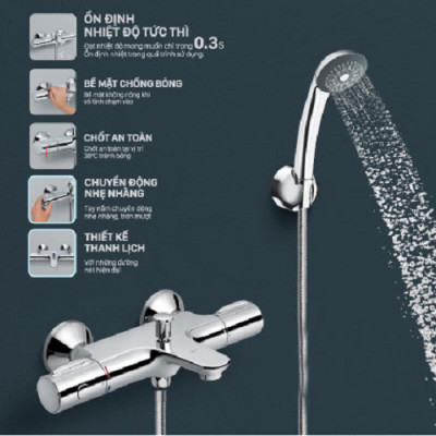 Trọn bộ Vòi sen tắm nhiệt độ nóng lạnh INAX BFV 3413T-8C - Hàng chính hãng
