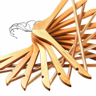 10 Móc gỗ Diwali treo quần áo màu vàng có thanh ngang gỗ tự nhiên bền đẹp