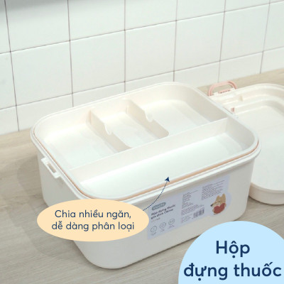 Hộp Đựng Thuốc Gia Đình 2 Tầng Okina , Hộp Y Tế ĐA NĂNG Phân Loại Thuốc Cỡ Lớn Siêu Tiện Dụng - Hàng chính hãng inochi ( Tặng kèm khăn lau pakasa) Giao màu ngẫu nhiên