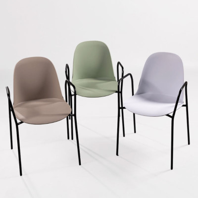 Ghế nhựa tiếp khách CC1578-S Ghế bàn ăn thân nhựa pp nhiều màu có tay tựa chân sắt sơn tĩnh điện màu đen xếp chồng được tại hcm