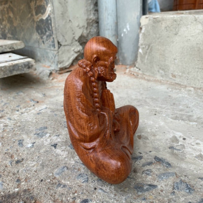 Tượng đạt ma sư tổ ngồi thiền bằng gỗ hương đá kt 20×17×11cm 