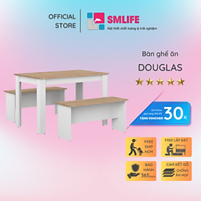 Bộ bàn ghế ăn gỗ hiện đại SMLIFE Douglas