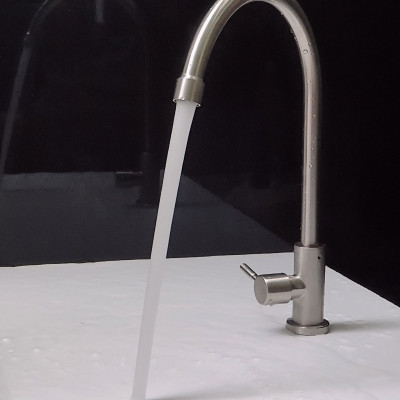 Vòi nước rửa chén lạnh KG50 inox304 cao cấp dùng cho mọi bồn rửa, tặng kèm dây cấp nước 40cm- Hàng chính hãng