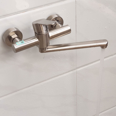 Vòi rửa chén nóng lạnh âm tường Inox SUS 304 Eurolife EL-T019AT (Trắng bạc)