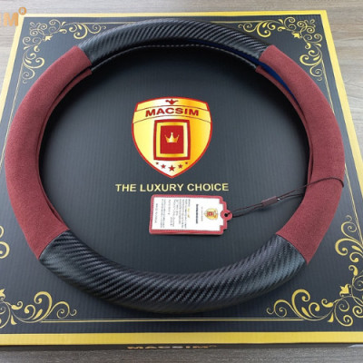 Bọc vô lăng cao cấp Macsim mã 8771 màu đỏ đô + cacbon