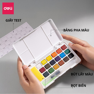 Màu Nước Dạng Nén Dmast Solid Water Color 12/18/24/36 Màu Deli - Màu Nước Nén Mịn Loang Màu Tốt Kèm Bút Vẽ