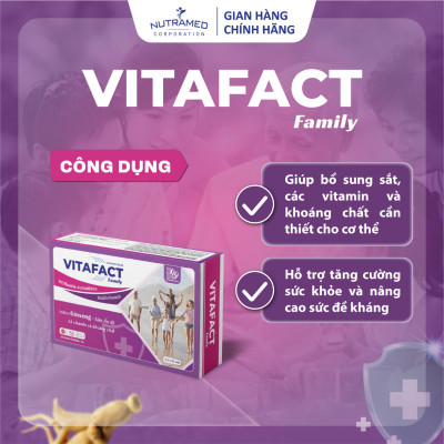 Viên uống Vitafact Family hỗ trợ tăng sức đề kháng, cải thiện suy nhược cho người vừa ốm dậy (30 viên) - Nutramed