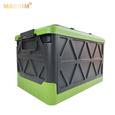 Hộp đựng đồ xếp gọn 2 ngăn 50L kích thước 50cm x 34cm x 31cm - hộp đựng đồ trong cốp ô tô nhãn hiệu Macsim chất liệu PP cao cấp màu đen pha xanh lá