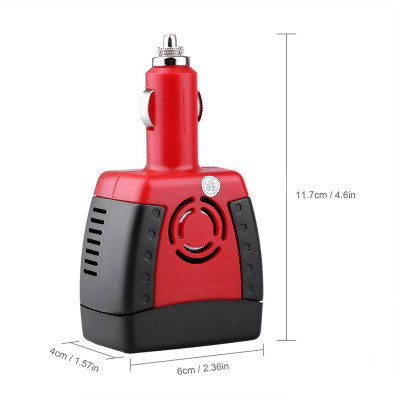 Chuyển Nguồn Xe Hơi Cắm Tẩu Sạc Đa Năng 12V-220V Công Suất 150W Hỗ Trợ Nhiều Chân Cắm - Kèm Cổng USB 5V-2A