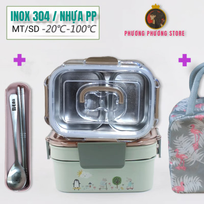 cặp lồng 2.0L xịn / ca men 2 tầng 4 khay cao cấp ( tặng túi giữ nhiệt và hộp đũa muõng inox cao cấp ) xem kỹ mô tả
