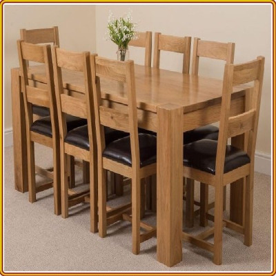 Bộ bàn ăn Rustic Oak bàn 1m8, kèm 8 ghế juno sofa ( Vàng Gỗ Tự Nhiên)