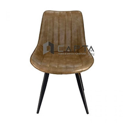 Ghế ăn nệm da nâu bò LUX 5A-P Nội thất Capta Ghế phòng ăn có tựa nệm da PVC bóng màu nâu da  bò có chân sắt sơn tĩnh điện 