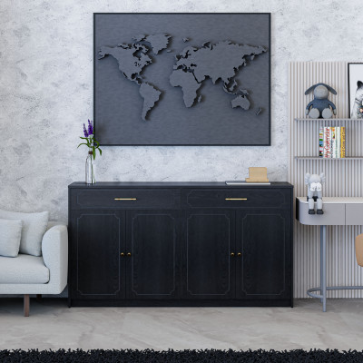 [Happy Home Furniture] NERIS, Tủ lưu trữ 4 cửa mở - 2 ngăn kéo, 160cm x 40cm x 86cm ( DxRxC), TCM_147