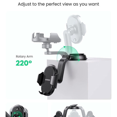 Ugreen UG20473LP405TK Màu Đen Giá đỡ điện thoại trên xe hơi dạng hít kiểu thác nước - HÀNG CHÍNH HÃNG