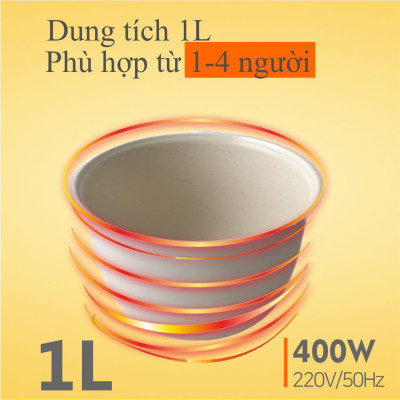 Nồi cơm điện đa chức năng Daewoo DWRC-Y201 1L lòng nồi phủ Ceramic, với 7 chế độ nấu -Hàng chính hãng