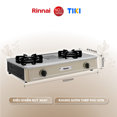 Bếp gas dương Rinnai RV-A271Y(S) mặt bếp inox và kiềng bếp men - Hàng chính hãng.