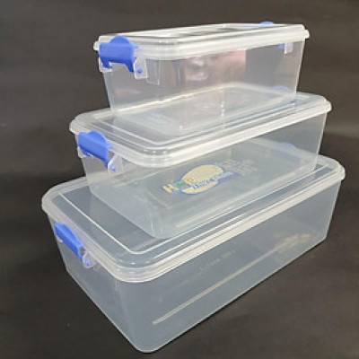 Bộ 3 Hộp Nhựa Đựng Thực Phẩm, Hộp Đựng Thức Ăn Để Tủ Lạnh Hình Chữ Nhật MH6695