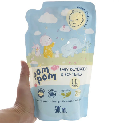 Nước giặt xả cho bé Pom Pom Newborn túi 600ml