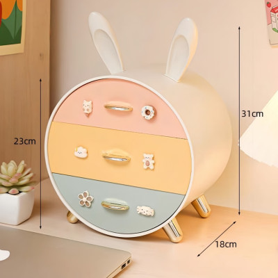 Kệ Đựng Mỹ Phẩm Kệ Đựng Đồ Trang Điểm Đựng Đồ Cá Nhân 3 Ngăn Hình Tai Thỏ Đa Năng Tiện Lợi Để Bàn