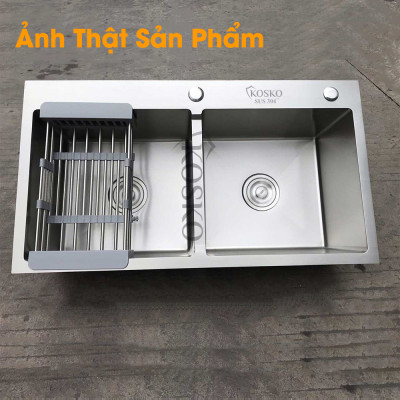Bồn rửa chén inox 304 KOSKO, chậu rửa chén bát 82x45cm đúc cân lắp được nhiều loại vòi nước rửa chén