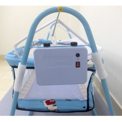 Nôi Tự Động Em Bé Giá Rẻ N20X VINANOI - Sức Đưa 20kg - Lồng Nôi Màu Xanh - Khung Võng Thép Màu Xanh