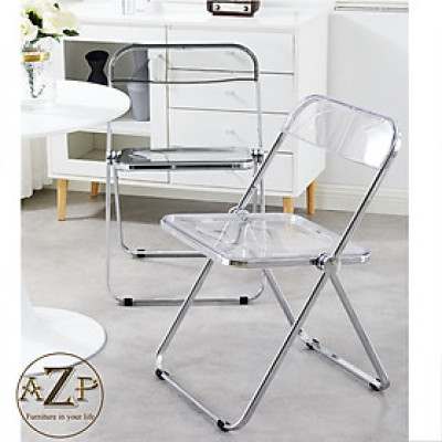 Ghế Ăn, Ghế Cafe, Ghế Thư Giãn Nhựa Trong Suốt Arcylic, Khung Thép Mạ Chrome Thời Trang / Thông minh xếp gọn, cất gọn.