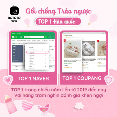 Gối chống trào ngược cho bé Rototo Bebe cao cấp nhập khẩu Hàn Quốc khắc phục tình trạng trào ngược dạ dày trẻ sơ sinh hiệu quả - Loại Cotton cao cấp mềm mại, thấm hút mồ hôi tốt 