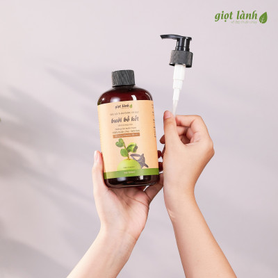 Dầu gội bồ kết - bưởi, dầu gội thảo dược thuần chay hỗ trợ kích mọc tóc Giọt Lành 500ml