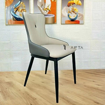 Ghế ăn cao cấp ECO 45A-P Nội thất Capta Ghế phòng ăn tiếp khách nhà hàng nêm da simili chân sắt sơn màu đen cao cấp bền bỉ Luxury dinner chair 