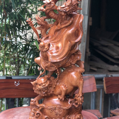 Tượng đạt ma sư tổ bằng gỗ hương đá kt cao 100×37×19cm