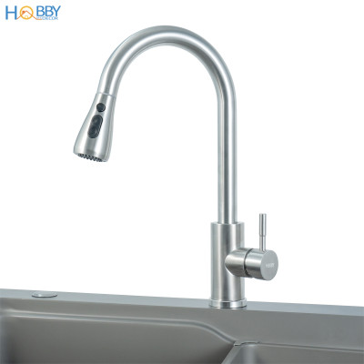 Vòi rửa chén nóng lạnh inox 304 dây rút 3 chế độ Hobby home decor VDR10