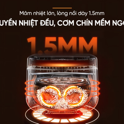 Nồi cơm điện tử 1.8L Sunhouse SHD8909B - 6 chế dộ, giữ ấm 12 tiếng - Mâm nhiệt lớn, cơm dẻo, chín đều - Hàng chính hãng