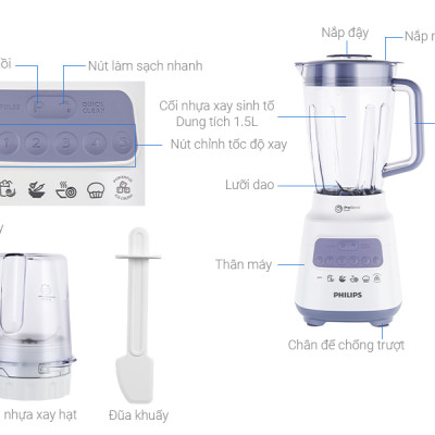 Máy xay sinh tố Philips HR2221 - 700W - Hàng Chính Hãng