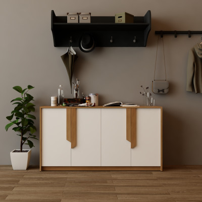 [Happy Home Furniture] PONIX, Tủ lưu trữ 4 cánh mở, 160cm x 40cm x 84cm ( DxRxC), TCM_112