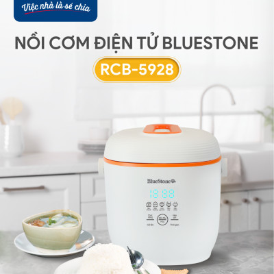 Nồi Cơm Điện Tử BlueStone RCB-5928 - 0.6 Lít - 350W - Điều Khiển Cảm Ứng - Hẹn Giờ - Giữ Ấm - Lòng Nồi 1.5mm - Bảo Hành 2 Năm - Hàng Chính Hãng