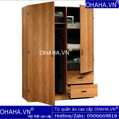Tủ quần áo gỗ cao cấp 1013-OHAHA 2 cánh mở 