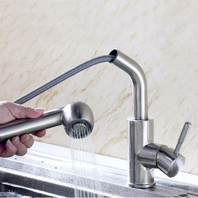 Combo chậu rửa chén bát inox sus304 8245, vòi rửa bát đầu rút 02, bộ xả chậu, rá inox đa năng, bình xà phòng