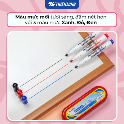 Combo 12 bút lông bảng - White Board Marker Thiên Long WB-03 Plus - Màu mực mới đậm nét hơn