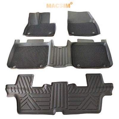 Thảm ô tô sd3 2 lớp dạng lưới lục giác Vinfast VF9 - 6 chỗ (màu đen) - bề mặt cao su siêu sạch - Macsim