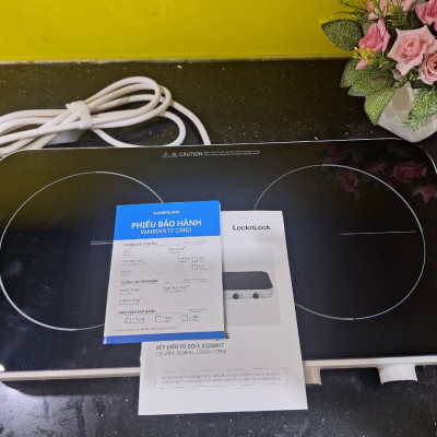 Bếp Điện Từ Đôi LocknLock EJI326WHT - Nhỏ Gọn, Mặt Kính, Khóa An Toàn, Hẹn Giờ - Hàng chính hãng